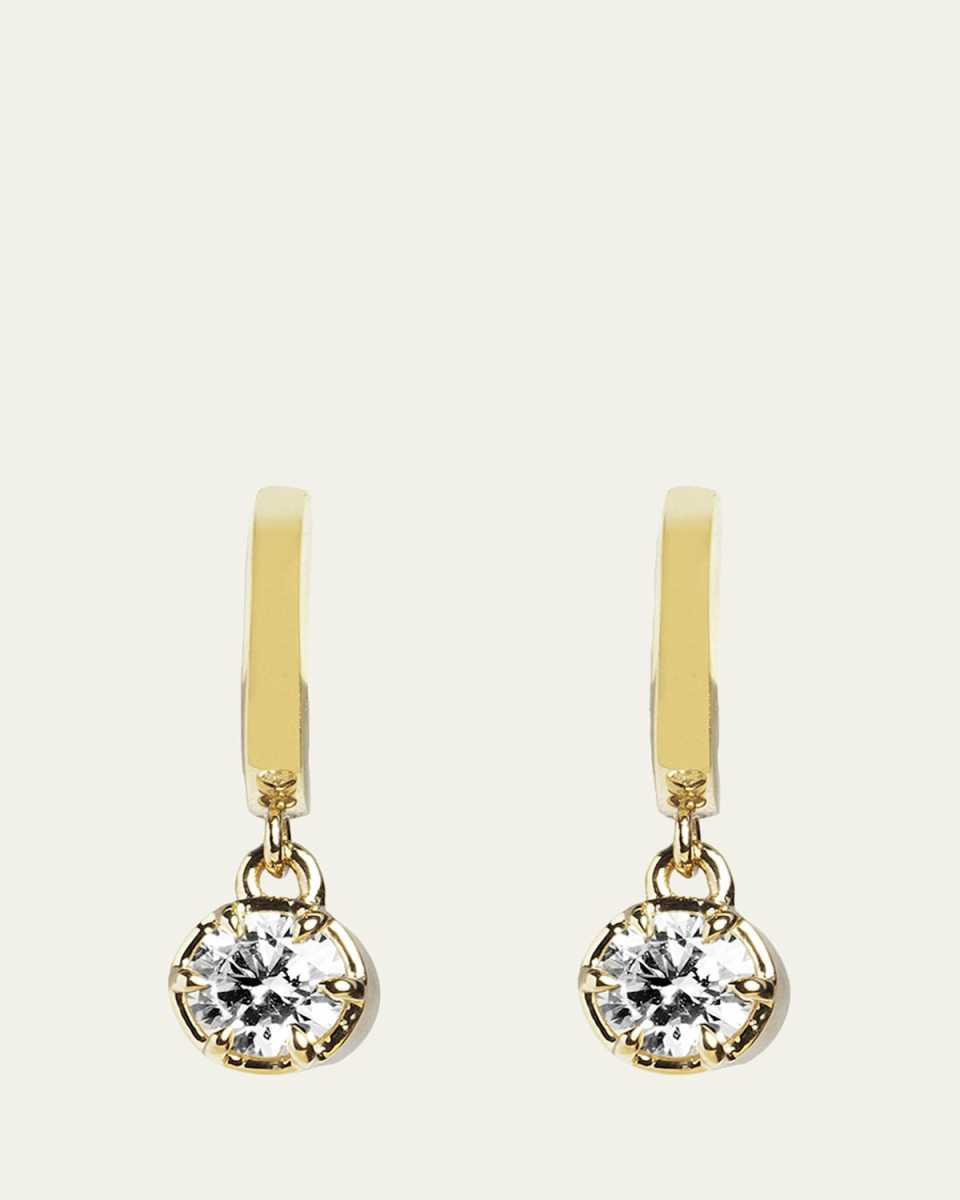 Round Solar Drop Huggie Earrings with Lab-Grown Diamonds